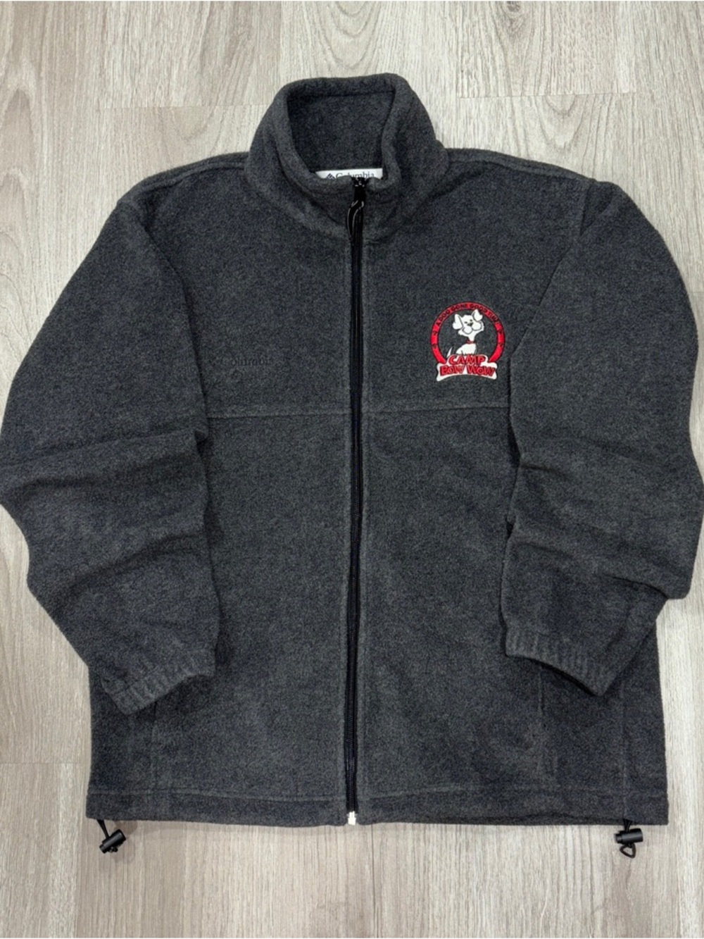 Columbia Fleece Jacket Mens M Gray Full Zip Camp Bow Wow Logo